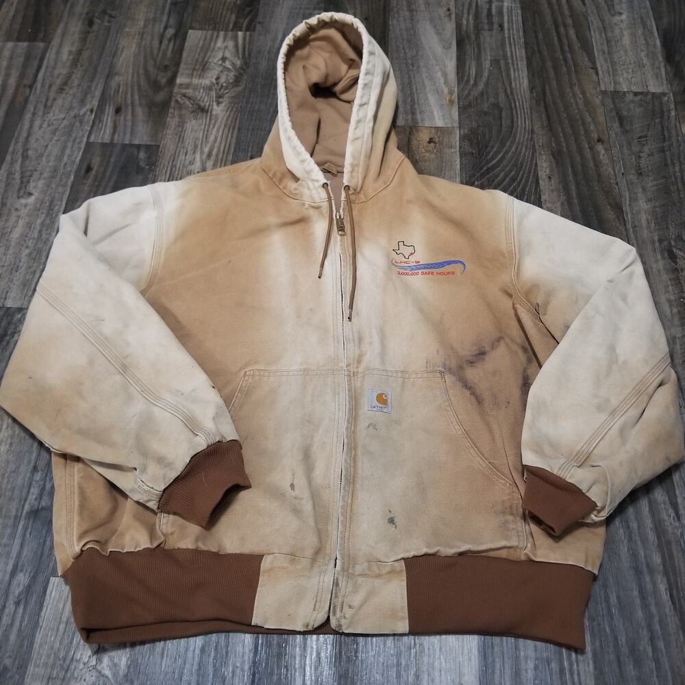 Carhartt Jacket Adult 2XL Hardhats Union Labor Canvas J131 BRN USA Made‎ Faded
